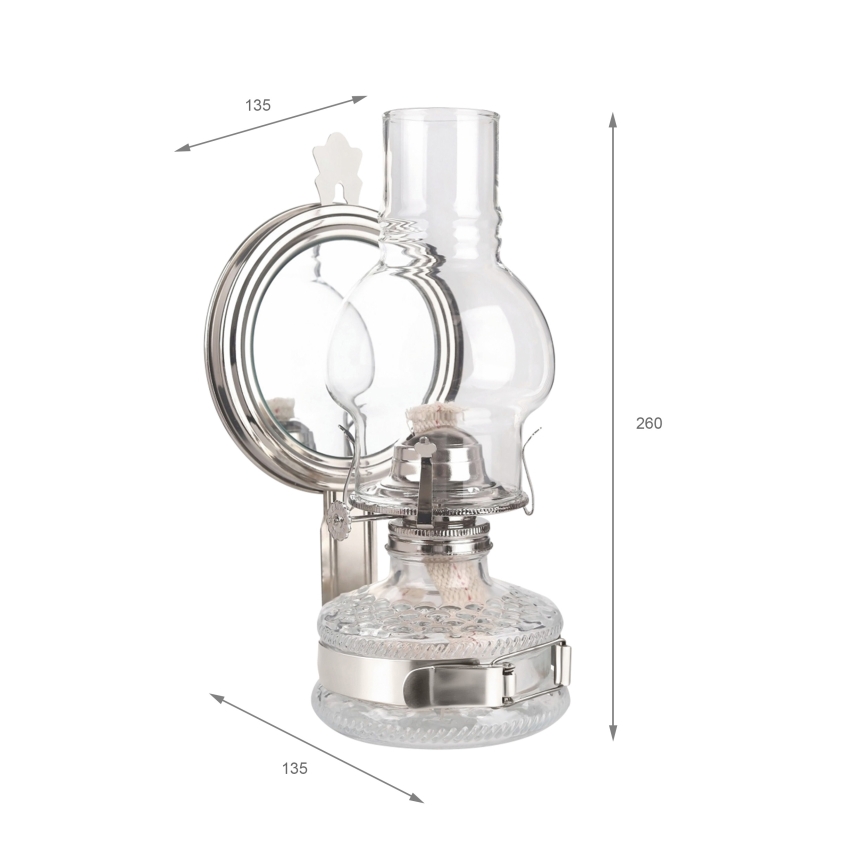 Brilagi - Petroleuminė lampa su veidrodžiu MERLIN, blizgus chromas