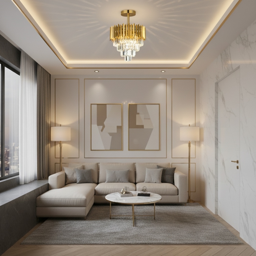 Brilagi - Prie lubų montuojama liustra CRISTAL 5xE14/40W/230V, skersmuo 43 cm