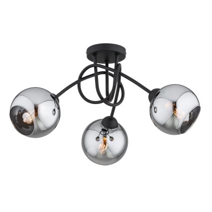 Brilagi - Prie lubų montuojama liustra DIOR 3xE27/60W/230V juoda/dūminė pilka