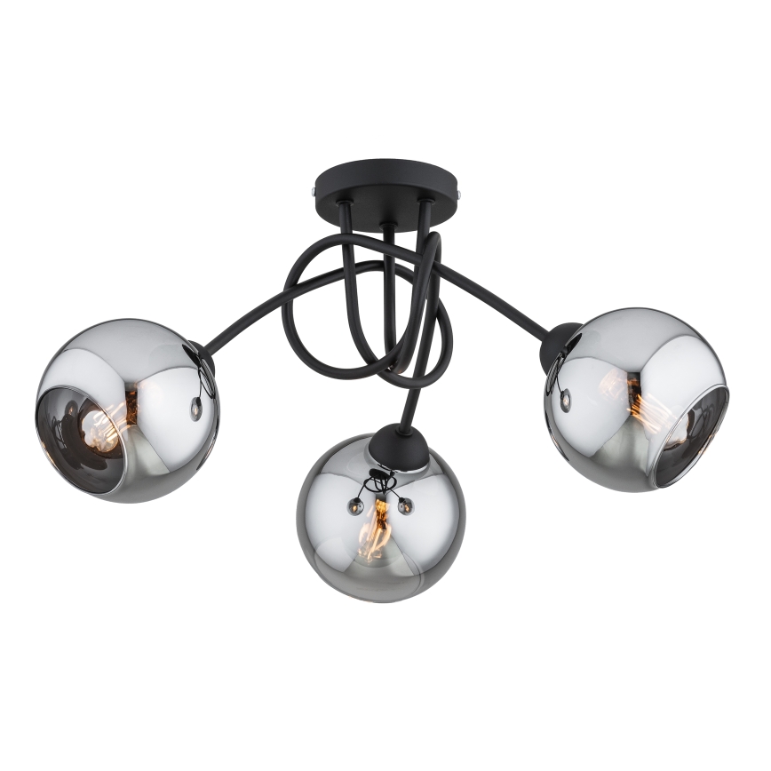 Brilagi - Prie lubų montuojama liustra DIOR 3xE27/60W/230V juoda/dūminė pilka