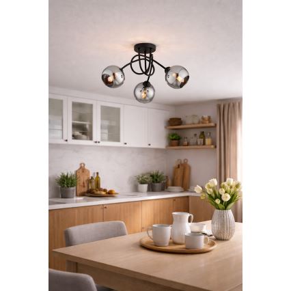 Brilagi - Prie lubų montuojama liustra DIOR 3xE27/60W/230V juoda/dūminė pilka