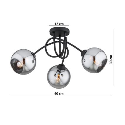 Brilagi - Prie lubų montuojama liustra DIOR 3xE27/60W/230V juoda/dūminė pilka