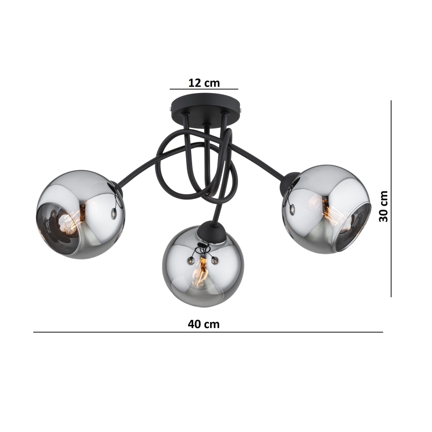Brilagi - Prie lubų montuojama liustra DIOR 3xE27/60W/230V juoda/dūminė pilka