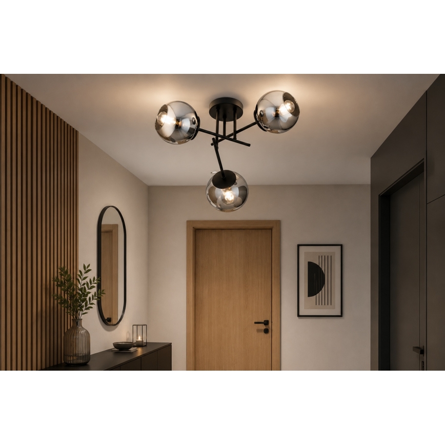 BRILAGI - Prie lubų montuojama liustra DIOR 3xE27/60W/230V juoda/dūminė pilka