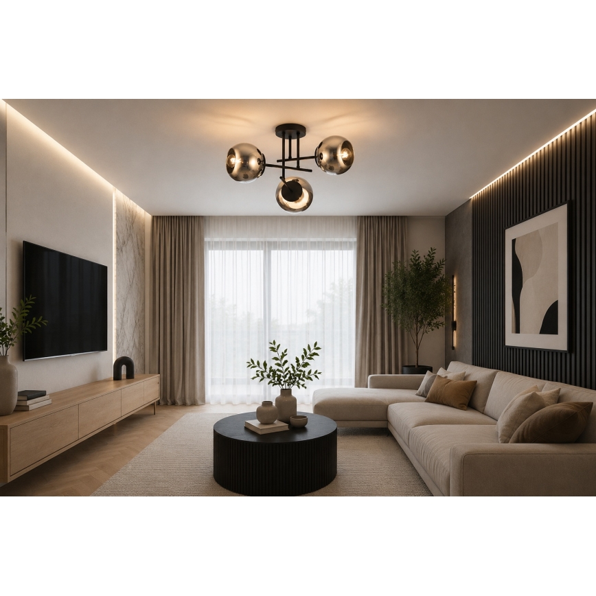 BRILAGI - Prie lubų montuojama liustra DIOR 3xE27/60W/230V juoda/dūminė pilka
