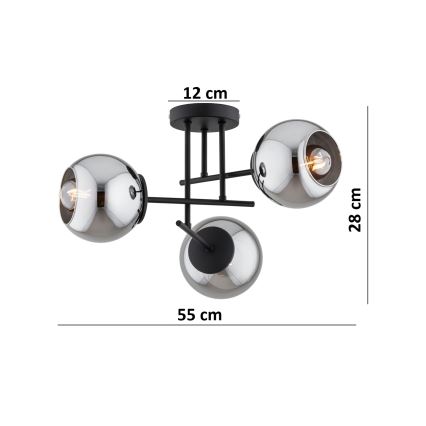 BRILAGI - Prie lubų montuojama liustra DIOR 3xE27/60W/230V juoda/dūminė pilka