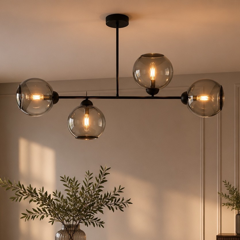 BRILAGI - Prie lubų montuojama liustra DIOR 4xE27/60W/230V juoda/dūminė pilka