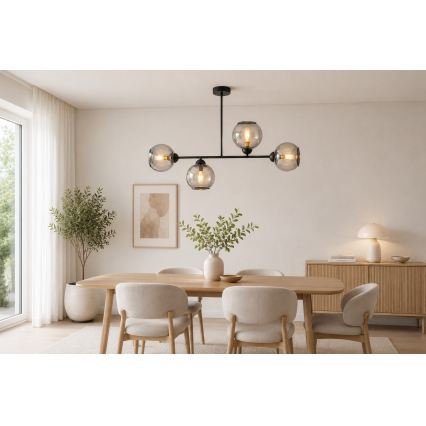 BRILAGI - Prie lubų montuojama liustra DIOR 4xE27/60W/230V juoda/dūminė pilka