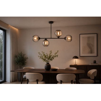 BRILAGI - Prie lubų montuojama liustra DIOR 4xE27/60W/230V juoda/dūminė pilka