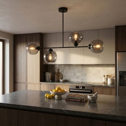 BRILAGI - Prie lubų montuojama liustra DIOR 4xE27/60W/230V juoda/dūminė pilka