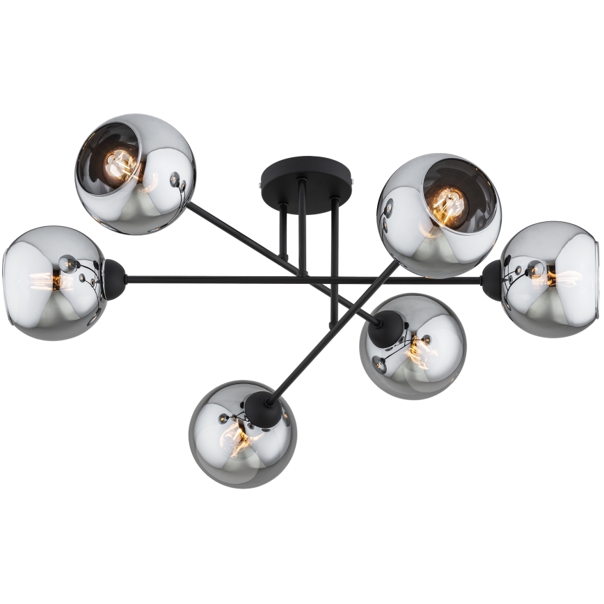 Brilagi - Prie lubų montuojama liustra DIOR 6xE27/60W/230V juoda/dūminė pilka