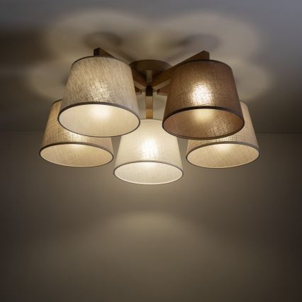 Brilagi - Prie lubų montuojama liustra LATTE SABIA 5xE27/15W/230V pušis/mišinys