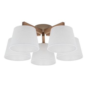 Brilagi - Prie lubų montuojama liustra LATTE SABIA 5xE27/60W/230V pušis/balta