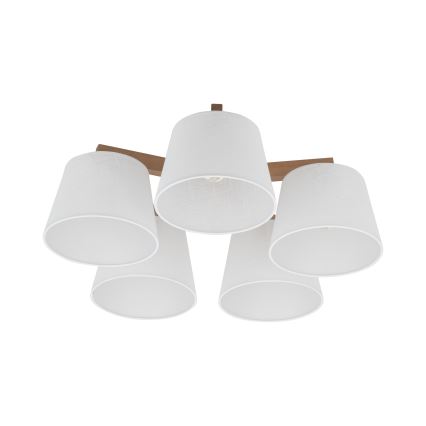 Brilagi - Prie lubų montuojama liustra LATTE SABIA 5xE27/60W/230V pušis/balta