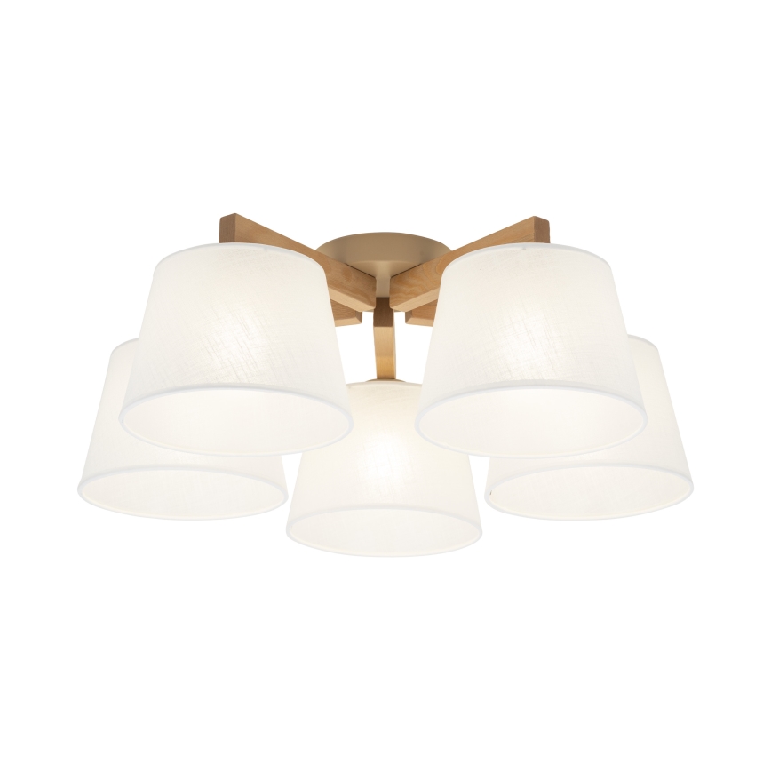 Brilagi - Prie lubų montuojama liustra LATTE SABIA 5xE27/60W/230V pušis/balta