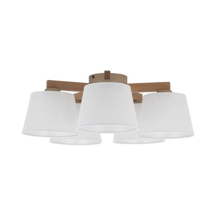 Brilagi - Prie lubų montuojama liustra LATTE SABIA 5xE27/60W/230V pušis/balta