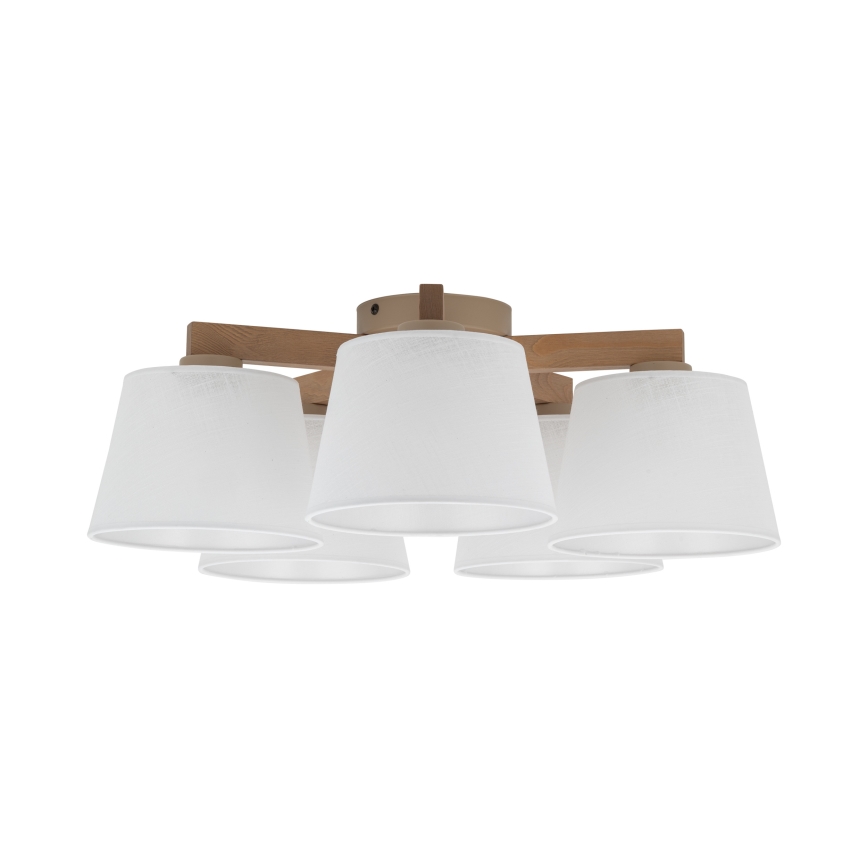 Brilagi - Prie lubų montuojama liustra LATTE SABIA 5xE27/60W/230V pušis/balta