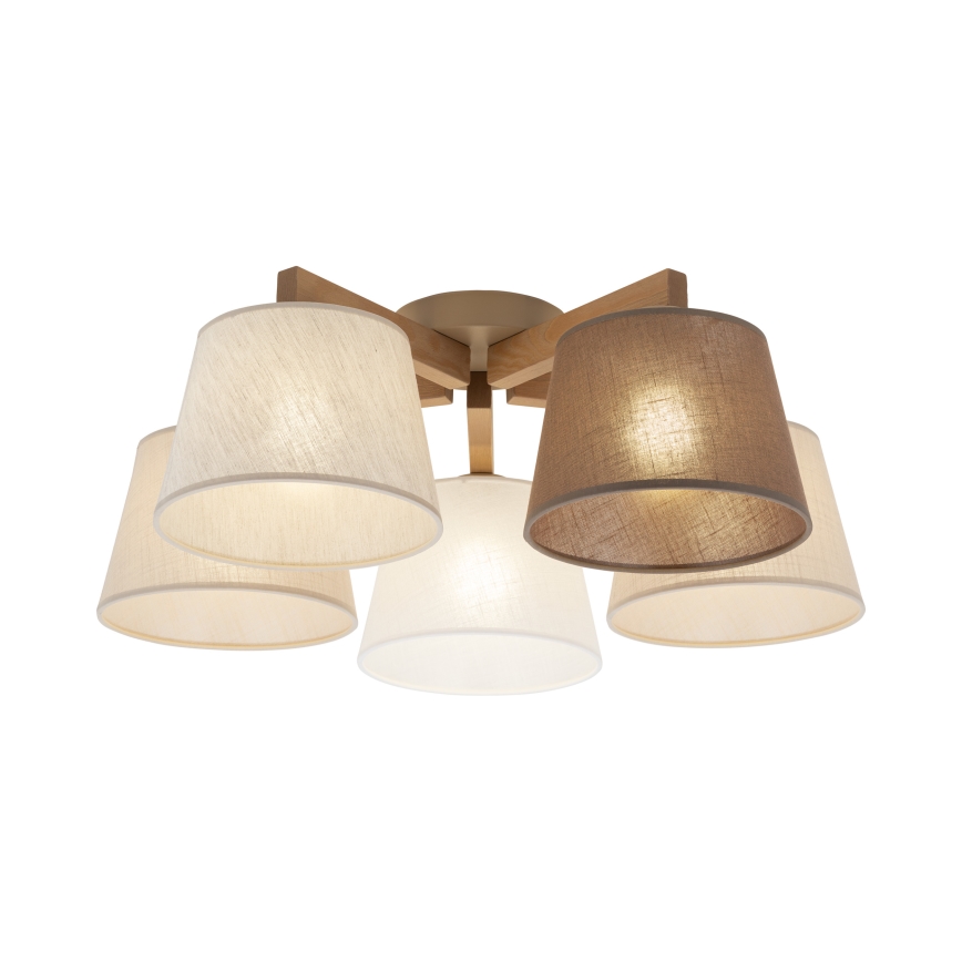 Brilagi - Prie lubų montuojama liustra LATTE SABIA 5xE27/60W/230V pušis/mišinys