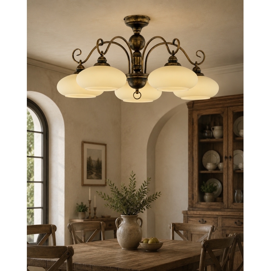 BRILAGI - Prie lubų montuojama liustra MOLLERO 5xE27/15W/230V skersmuo 84 cm bronza/patina