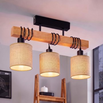 BRILAGI - Prie lubų montuojama liustra NUBILA 3xE27/60W/230V pušis/šviesiai ruda