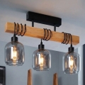 BRILAGI - Prie lubų montuojama liustra WOOD GLASS 3xE27/60W/230V pušis/juoda/dūminė pilka