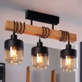 BRILAGI - Prie lubų montuojama liustra WOOD GLASS 3xE27/60W/230V pušis/juoda/rūkinė ruda