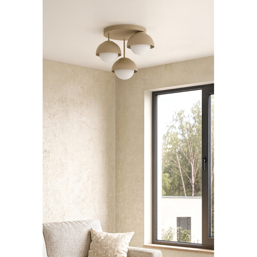Brilagi - Prie lubų montuojamas šviestuvas COSMO 3xE27/60W/230V smėlinė/auksinė