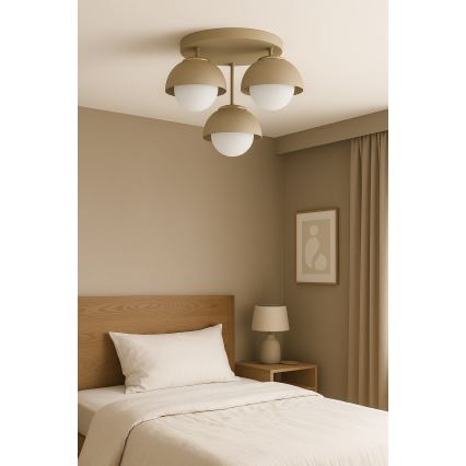 Brilagi - Prie lubų montuojamas šviestuvas COSMO 3xE27/60W/230V smėlinė/auksinė