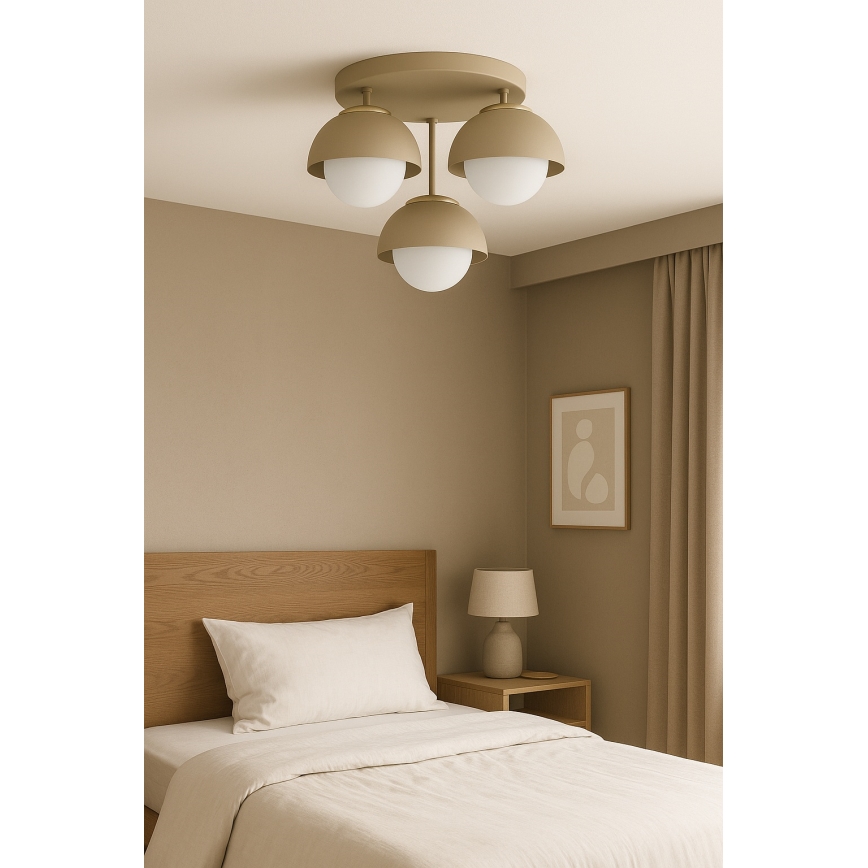 Brilagi - Prie lubų montuojamas šviestuvas COSMO 3xE27/60W/230V smėlinė/auksinė