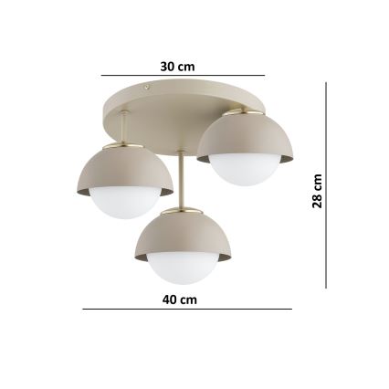 Brilagi - Prie lubų montuojamas šviestuvas COSMO 3xE27/60W/230V smėlinė/auksinė