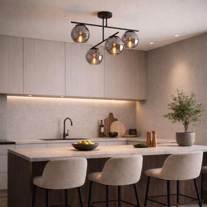 BRILAGI - Prie lubų montuojamas šviestuvas DIOR 4xE27/60W/230V juodas/dūminis pilkas