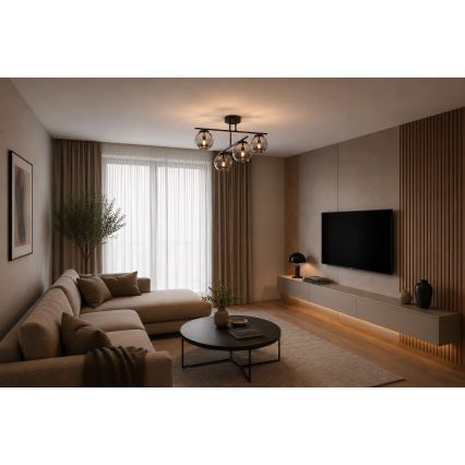 BRILAGI - Prie lubų montuojamas šviestuvas DIOR 4xE27/60W/230V juodas/dūminis pilkas