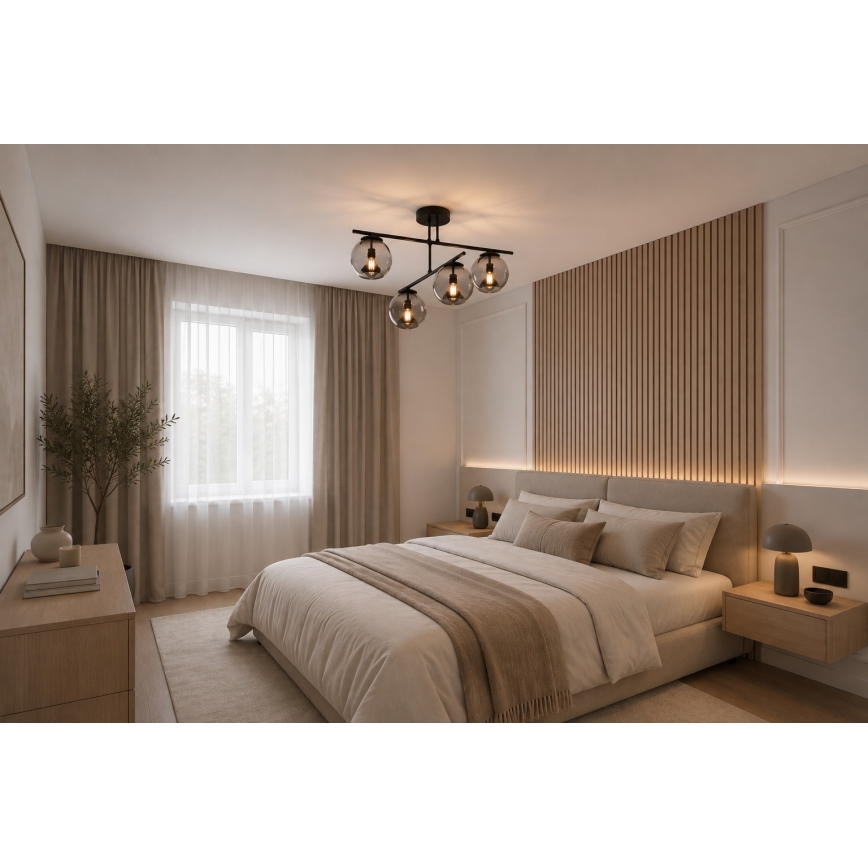 BRILAGI - Prie lubų montuojamas šviestuvas DIOR 4xE27/60W/230V juodas/dūminis pilkas