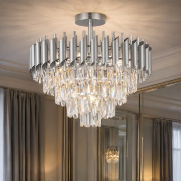 Brilagi - Prie lubų montuojamas šviestuvas ECLIPSE 7xE14/10W/230V skersmuo 48 cm sidabrinis