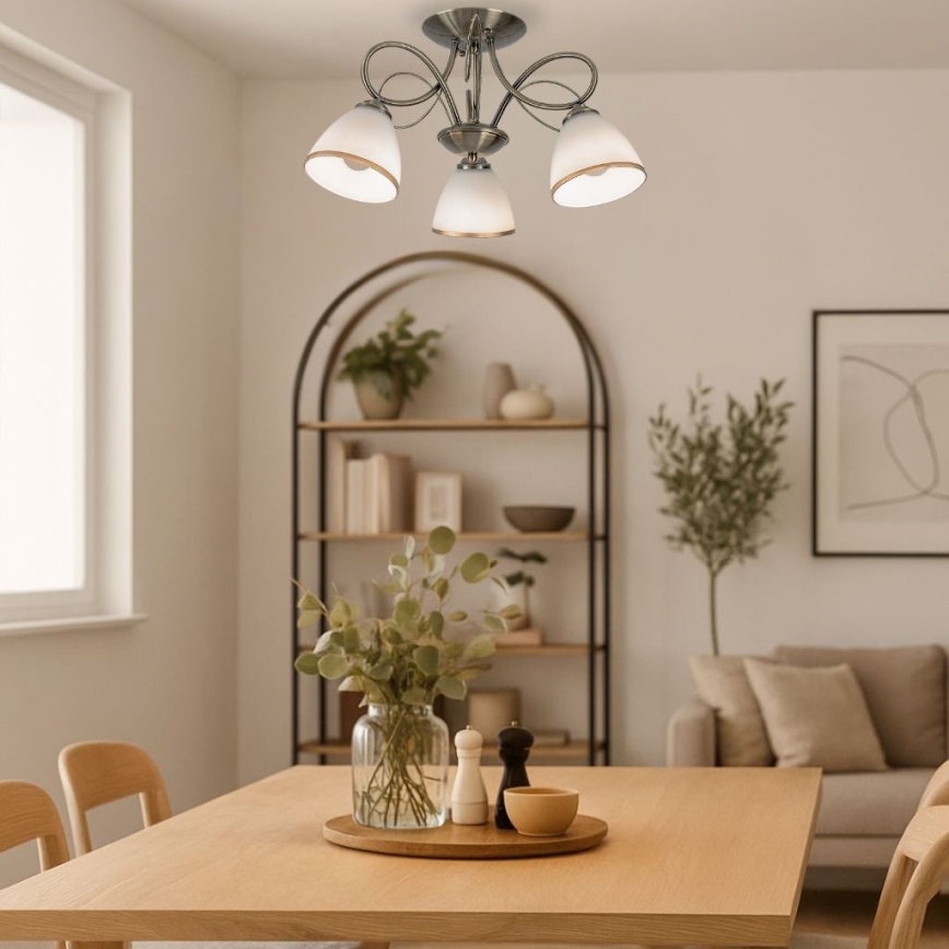 Brilagi - Prie lubų montuojamas šviestuvas FRED, 3 × E27 (maks. 60 W, 230 V), skersmuo 59 cm, bronzinis