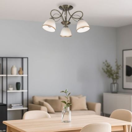 Brilagi - Prie lubų montuojamas šviestuvas FRED, 3 × E27 (maks. 60 W, 230 V), skersmuo 59 cm, bronzinis