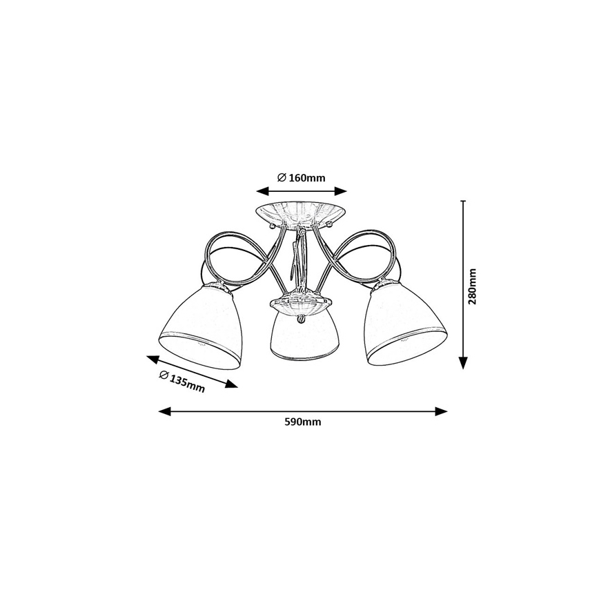 Brilagi - Prie lubų montuojamas šviestuvas FRED, 3 × E27 (maks. 60 W, 230 V), skersmuo 59 cm, bronzinis