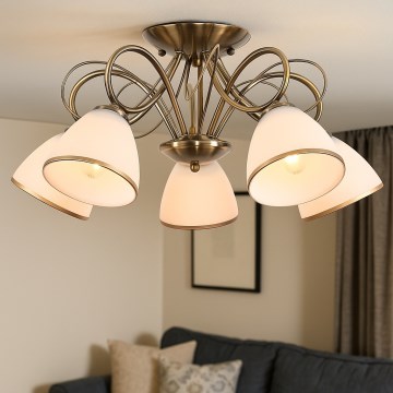 Brilagi - Prie lubų montuojamas šviestuvas FRED 5xE27/60W/230V, skersmuo 59 cm, bronzinis