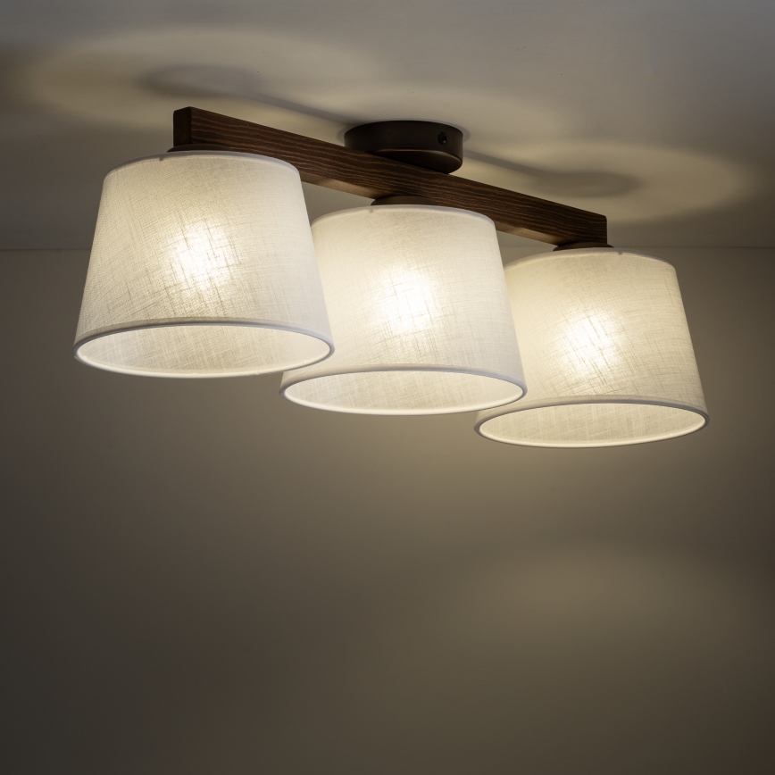 Brilagi - Prie lubų montuojamas šviestuvas LATTE 3xE27/15W/230V pušis/balta