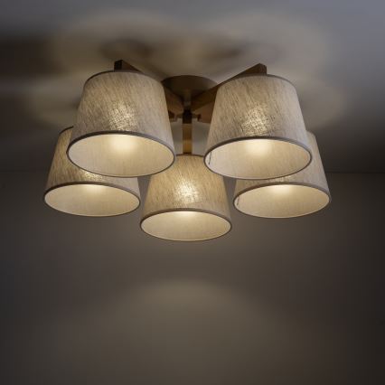 Brilagi - Prie lubų montuojamas šviestuvas LATTE SABIA 5xE27/60W/230V pušis/kreminė