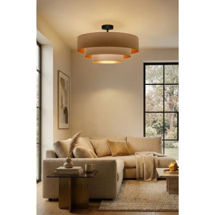 Brilagi - Prie lubų montuojamas šviestuvas LUNETA 3xE27/60W/230V Ø 80 cm smėlinis/auksinis