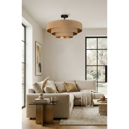 Brilagi - Prie lubų montuojamas šviestuvas LUNETA 3xE27/60W/230V Ø 80 cm smėlinis/auksinis