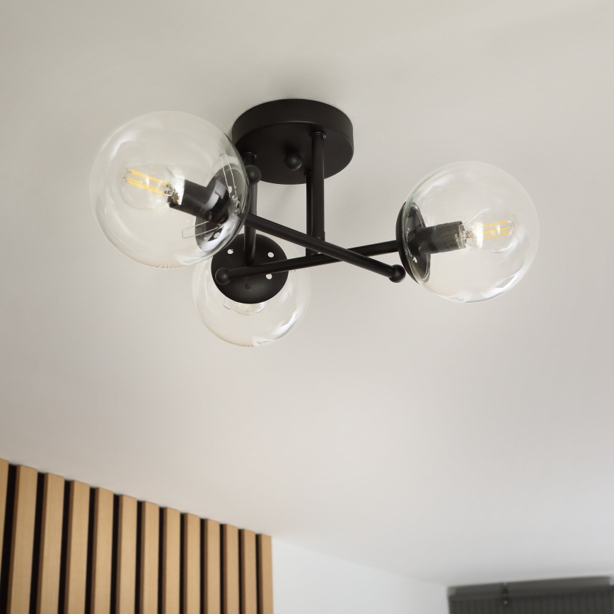 Brilagi - Prie lubų montuojamas šviestuvas MALIVA 3xE14/15W/230V juodas/skaidrus