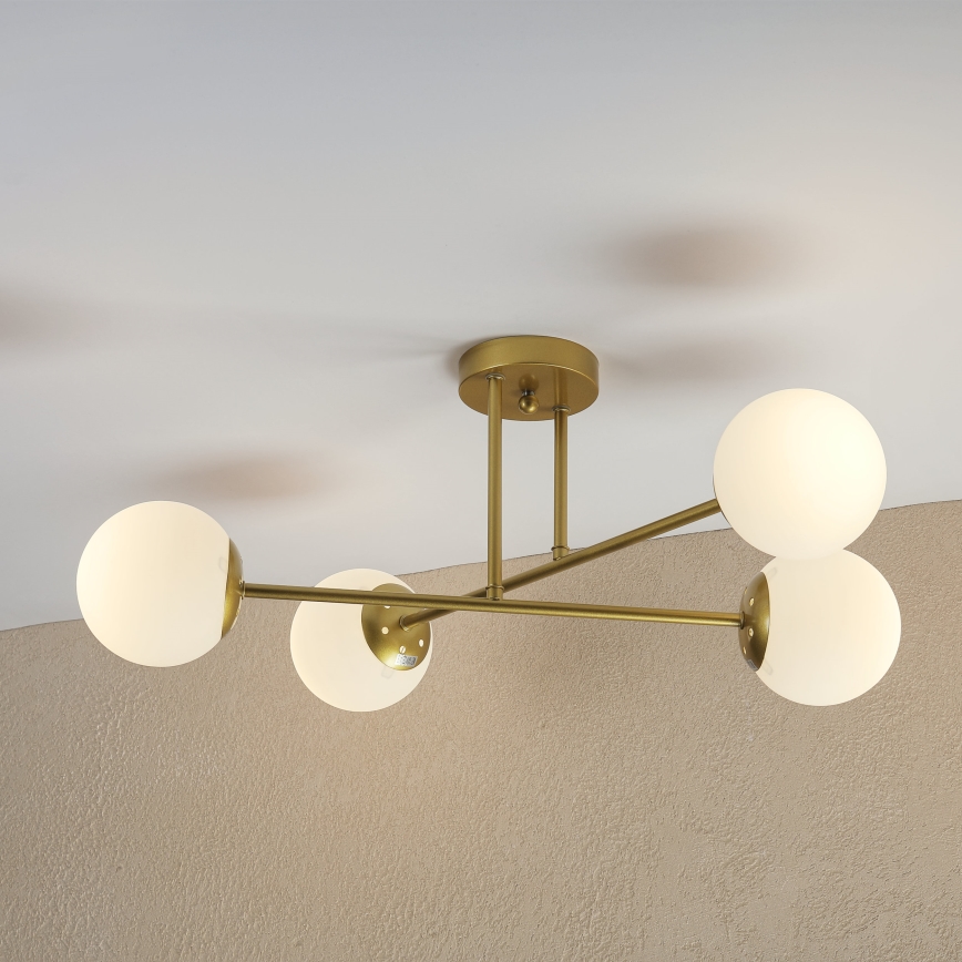 Brilagi - Prie lubų montuojamas šviestuvas MALIVA 4xE14/15W/230V auksinė/balta