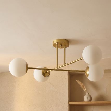 Brilagi - Prie lubų montuojamas šviestuvas MALIVA 4xE14/15W/230V auksinė/balta