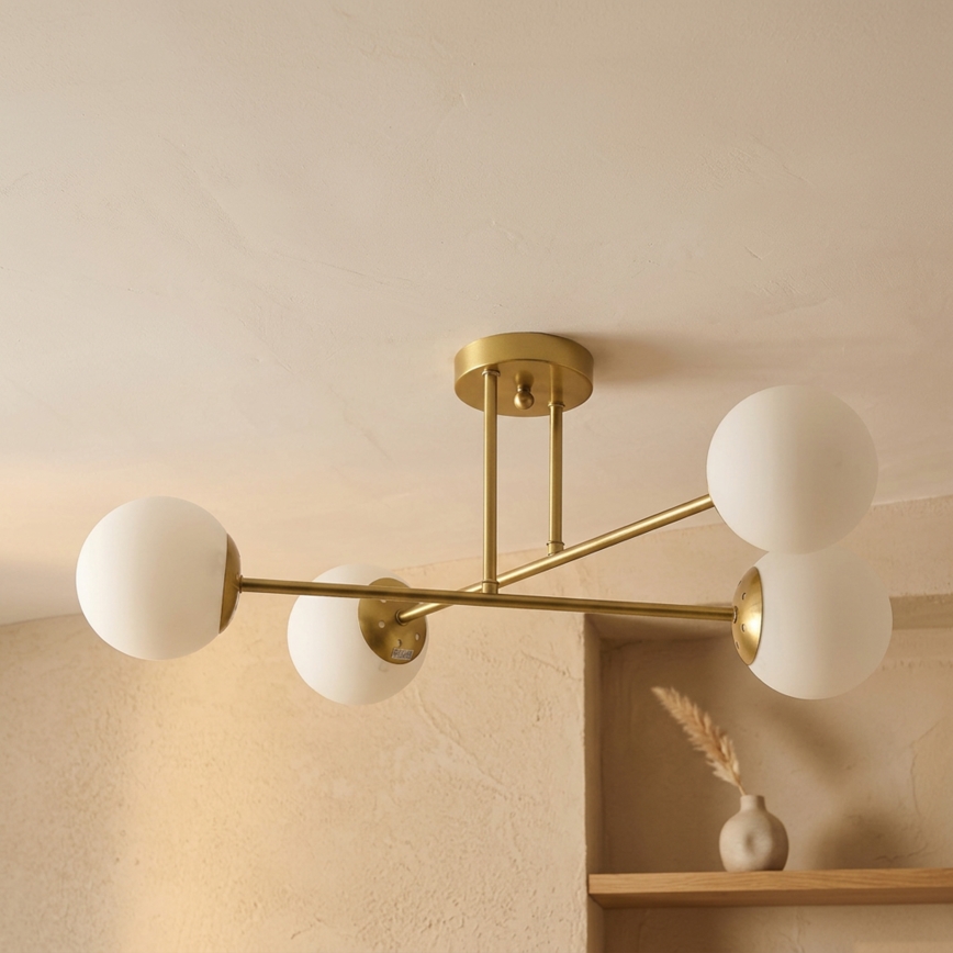 Brilagi - Prie lubų montuojamas šviestuvas MALIVA 4xE14/15W/230V auksinė/balta