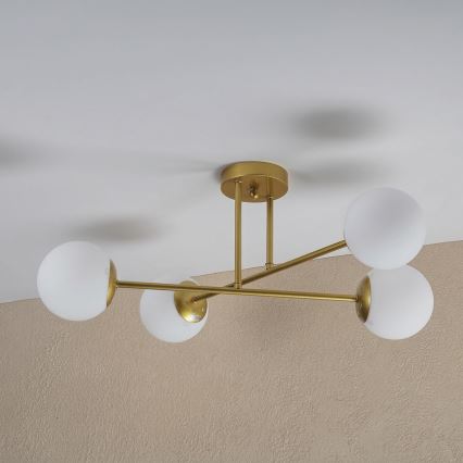 Brilagi - Prie lubų montuojamas šviestuvas MALIVA 4xE14/15W/230V auksinė/balta