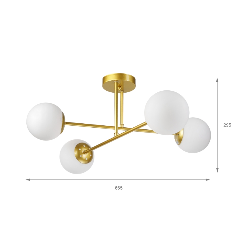 Brilagi - Prie lubų montuojamas šviestuvas MALIVA 4xE14/15W/230V auksinė/balta