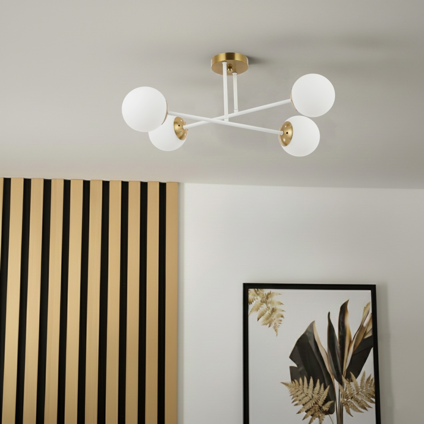 Brilagi - Prie lubų montuojamas šviestuvas MALIVA 4xE14/15W/230V auksinis/baltas