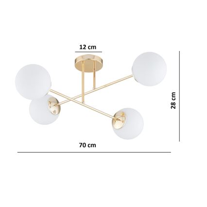 Brilagi - Prie lubų montuojamas šviestuvas MILO 4xE27/60W/230V auksinis